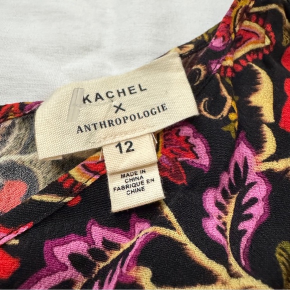 Anthropologie Kachel 12 Floral Jumpsuit ~ Wide Crop Leg Boho Festival Y2K - Picture 9 of 10